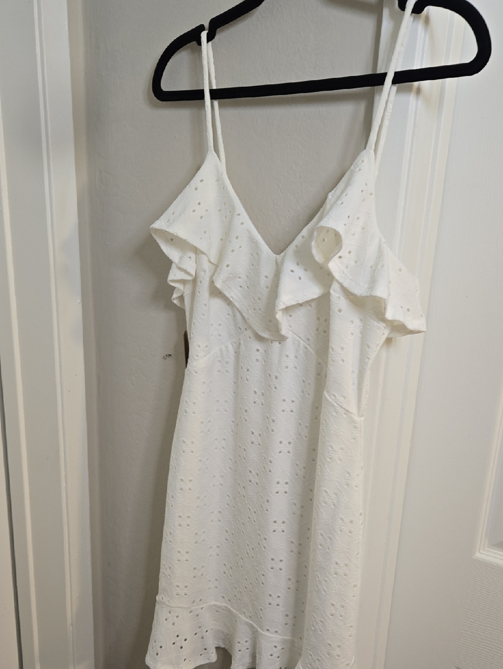 privy White Eyelet Ruffle Mini Dress